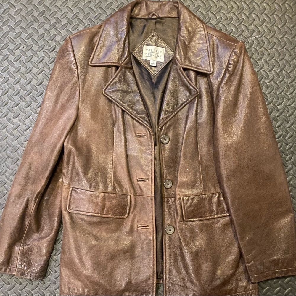 Large Vintage Leather Jacket by Valerie Stevens